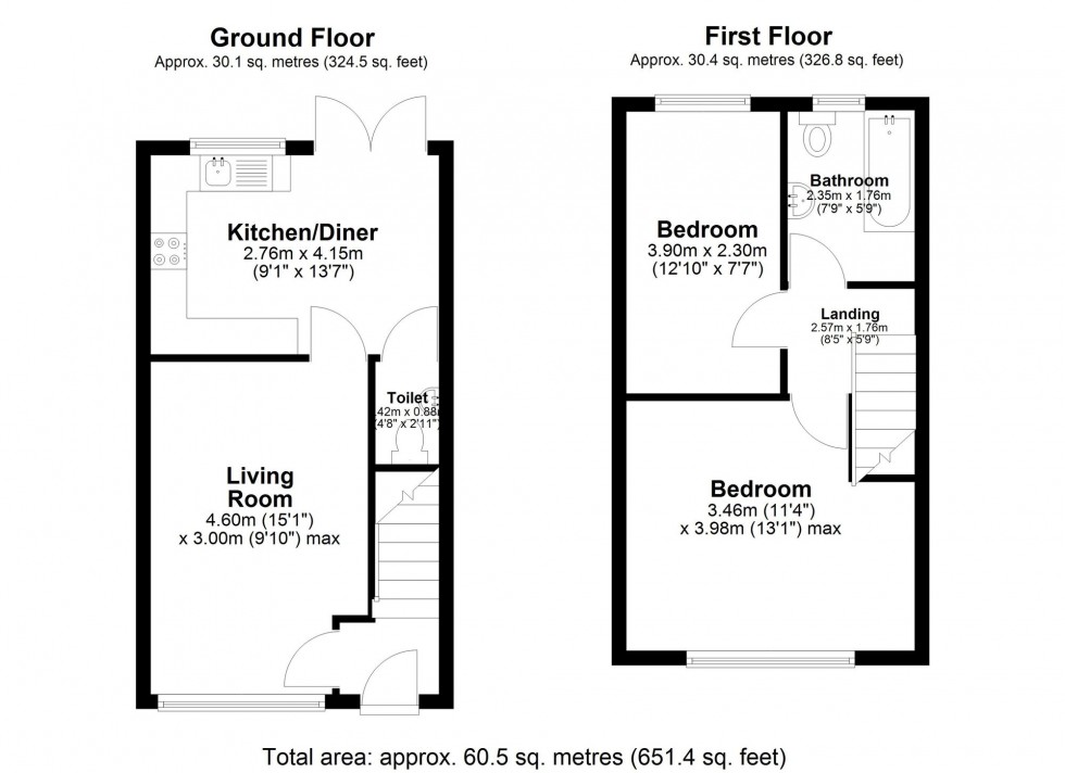 Floorplan for Courtfield Drive, Skelmersdale, WN8
